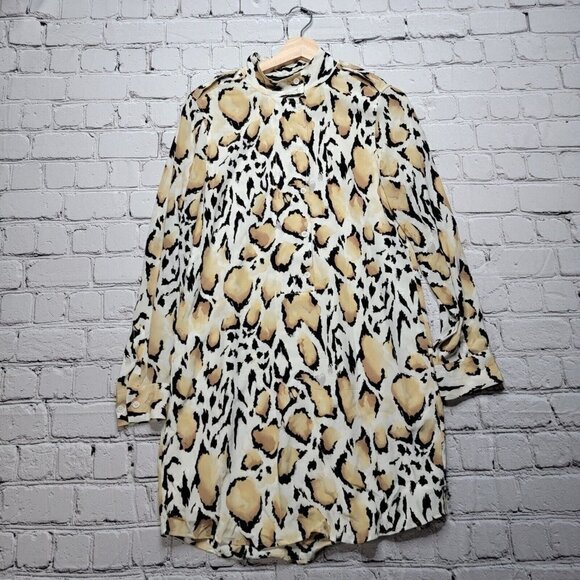 Equipment Femme Silk Long Sleeve Freda Shirt Dress Bright White Mulitcolor Print